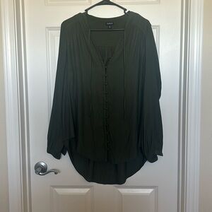 Dark Green Torrid Button Down Blouse